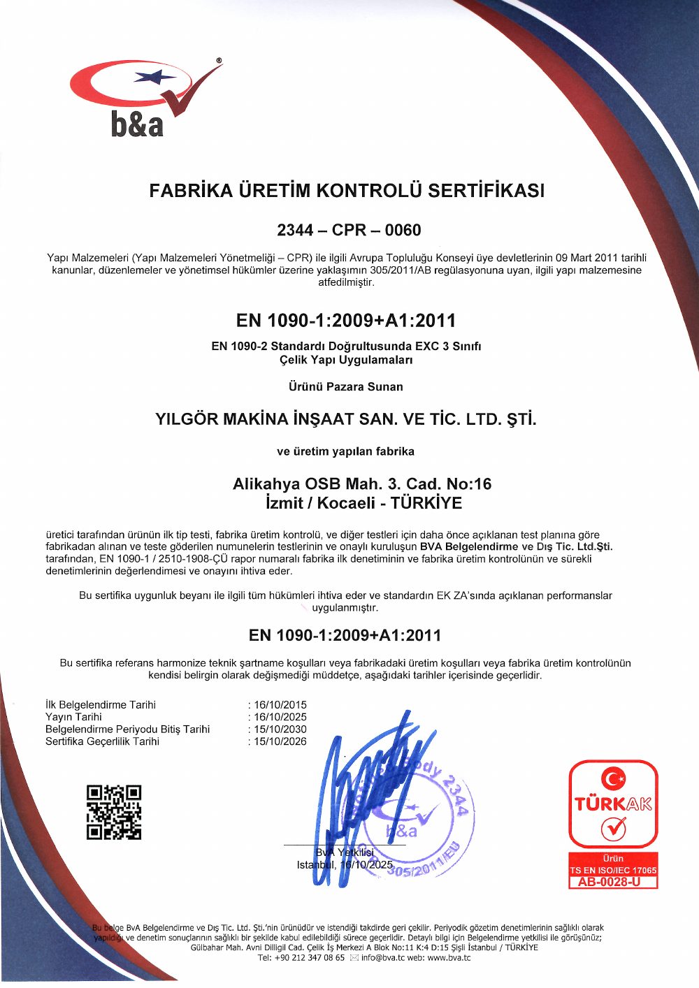 EN 1090-2 EXC3 sertifikası önizlemesi