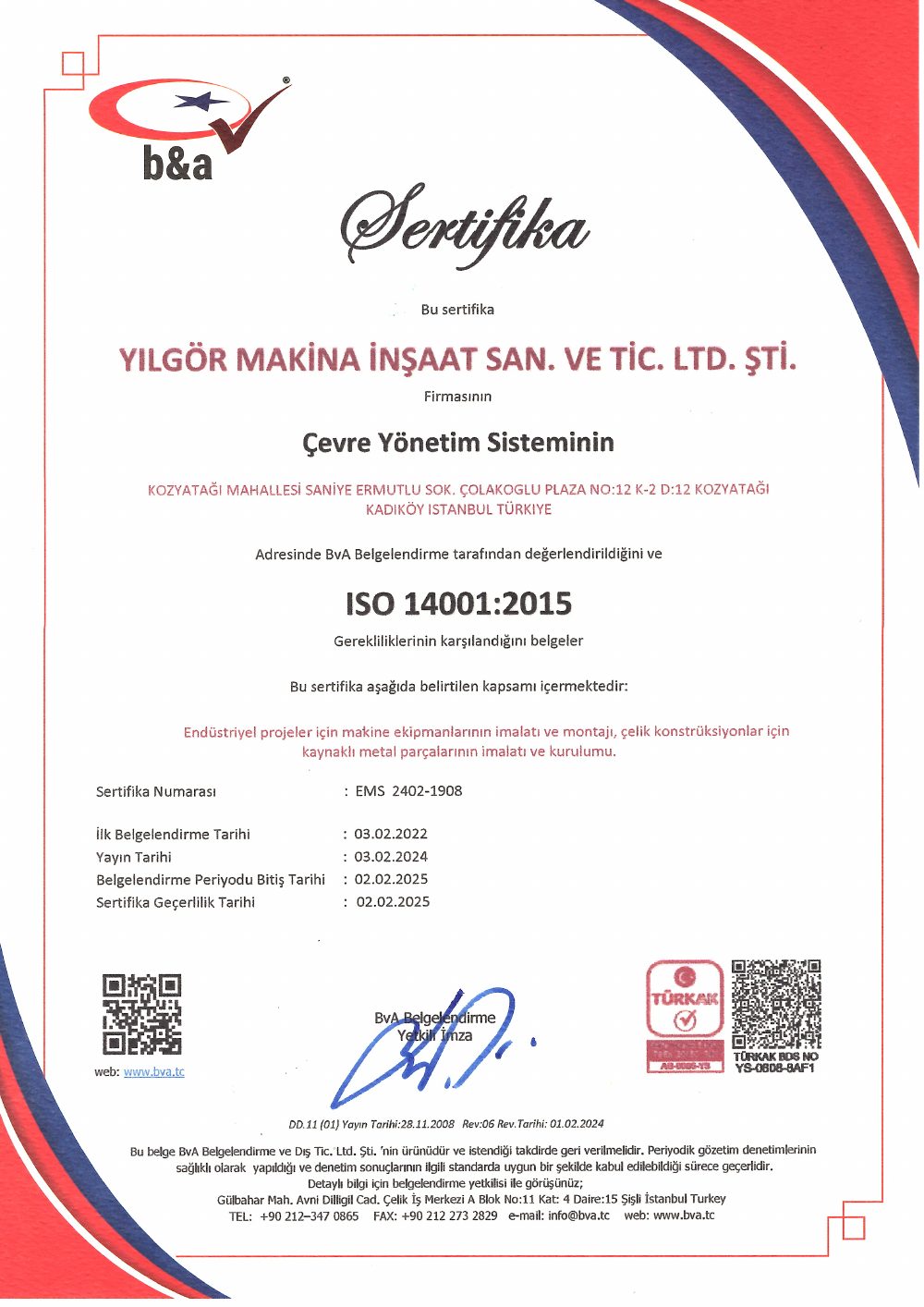 ISO 14001 sertifikası önizlemesi